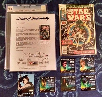 Star Wars 1977 1 Marvel Signed Hamill Fisher Daniels Baker  more CGC 94