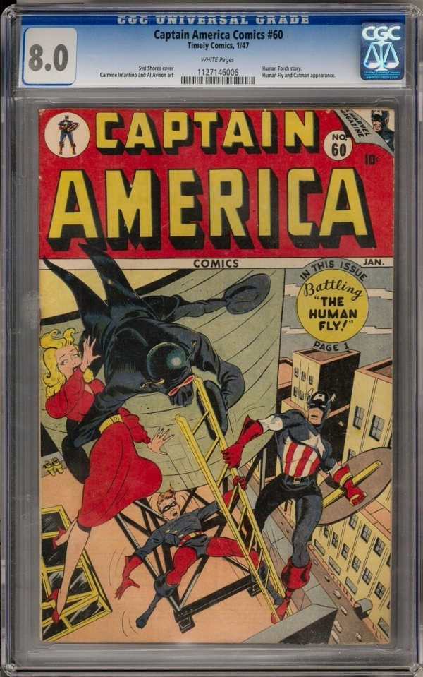 Captain America Comics 60 CGC 80 WHITE PAGES SId Shores Cover