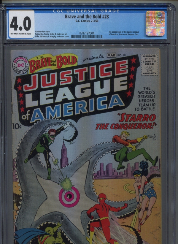 1960 DC COMICS THE BRAVE  THE BOLD 28 CGC 40 OWW 1ST JUSTICE LEAGUE AMERICA