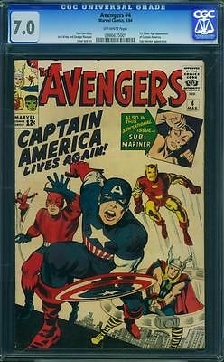 AVENGERS 4 CGC 70  OW PAGES  1ST SILVER AGE CAP
