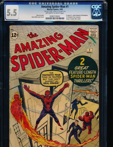 Amazing SpiderMan  1  Stan Lee signature 1st page CGC 55 OWWHITE Pgs