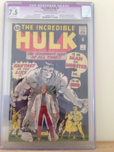 The Incredible Hulk 1 CGC 75 Marvel Comic Book 1962 Restored Avengers