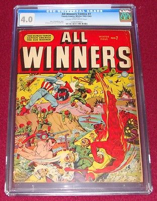 All Winners Comics 7 CGC 40 1942 WW2 Japanese Captain America Schomburg Timely