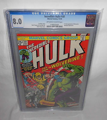 INCREDIBLE HULK 181 CGC 80 OWW PAGES 1ST APPEARANCE FULL WOLVERINE COMIC