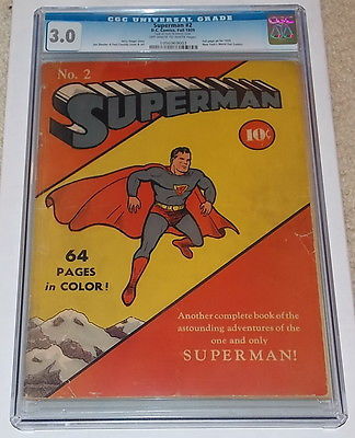 SUPERMAN 2 CGC 30 UNRESTORED GDVG DC COMICS 1939 VINTAGE COVER OWW PAGES