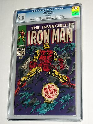 Marvel IRON MAN 1 CGC 90 WHITE  Origin RetoldContd from Iron Man SubMariner