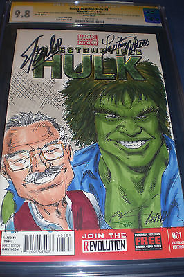 Stan Lee Lou Ferrigno Rob Liefeld SignedSketch Hulk 1 CGC 98 Marvel Variant 