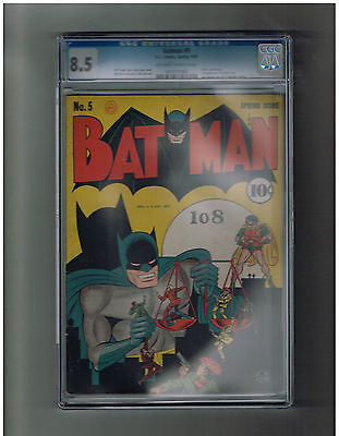 BATMAN v1 5 Gold Age 1941 CGC Grade 85 No Batinsigna cover costume