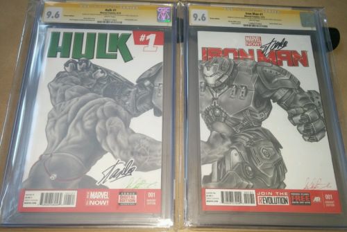 Hulk vs Hulkbuster CGC SS 96 Original Sketch by D Price  Sig by Stan Lee 