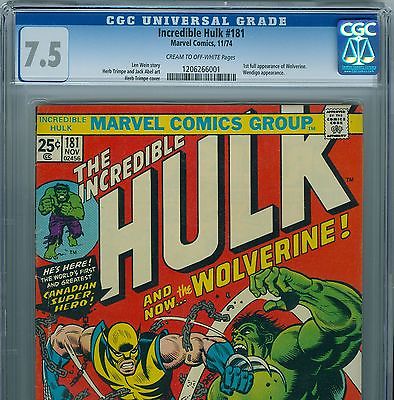 The Incredible Hulk 181 1974 CGC 75  Universal Blue Label  1st WOLVERINE