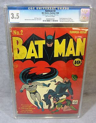 BATMAN 2 Joker  Catwoman 2nd appearanc Golden Age 1940 DC Comics CGC 35 VG