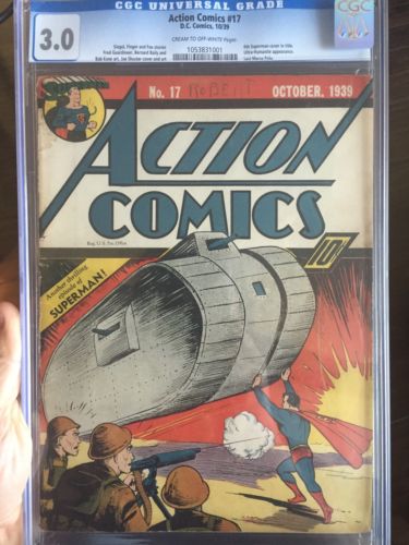 Action Comics 17 CGC 30 6th Superman Classic cover Rare Book