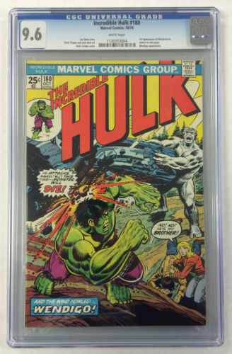 CGC 96 INCREDIBLE HULK 180 1ST WOLVERINE CAMEO WENDIGO MARVEL COMIC BOOK NM