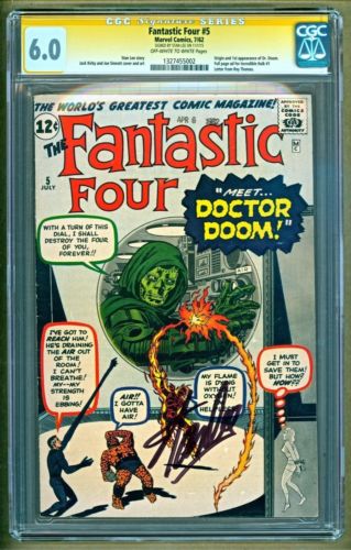 Fantastic Four 5 1962 Marvel 1st appearance Dr Doom SIGNED Stan Lee CGC 60