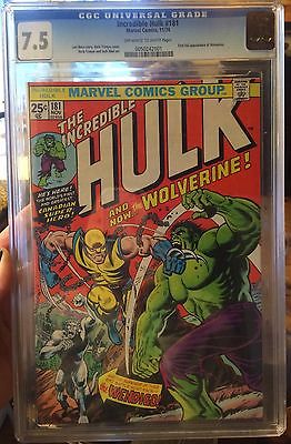 MARVEL INCREDIBLE HULK 181 CGC 75 White Pages 1ST APPEARANCE OF WOLVERINE