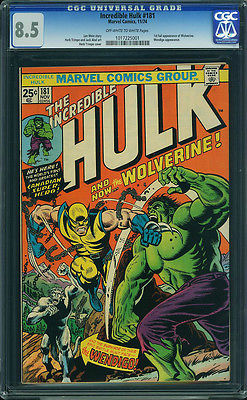 Incredible Hulk  181 CGC 85  OWWH Pages 1st Full Wolverine