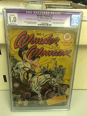 WONDER WOMAN 1 CGC 10 SLIGHT REST 1942 ORIGIN RETOLD KEY