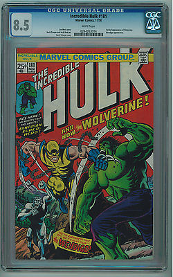 INCREDIBLE HULK  181 CGC 85 1ST FULL WOLVERINE WHITE PAGES BRONZE AGE