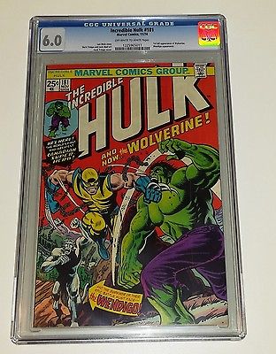 Incredible Hulk 181  1st full appearance of WOLVERINE 1974  CGC 60 NICE