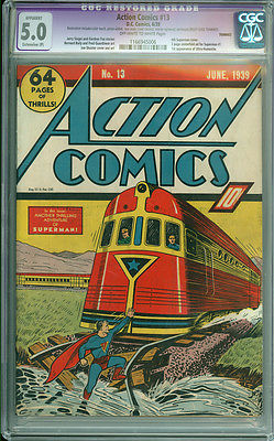 Action Comics 13 CGC 50 VGF OWW EP DC 1939 4th Superman Cover SCARCE