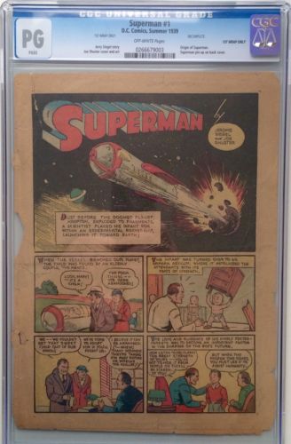 Superman 1 CGC 1939 Golden Age Superman 1st Wrap Only Origin Of Superman
