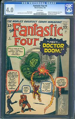 Fantastic Four 5 CGC 40 White Pages Silver Age Key Marvel 1st Doctor Doom LK