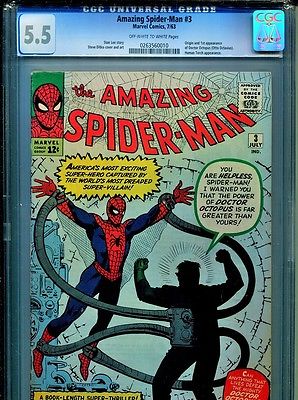 Amazing SpiderMan 3 Marvel Comics 1963 CGC Graded 55