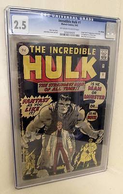 MARVEL Comics HULK  1 1962 25 CGC 1ST app man  avengers incredible
