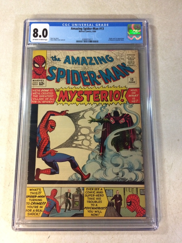 AMAZING SPIDERMAN 13 CGC 80 DITKO STAN LEE 1964 1ST MYSTERIO KEY ISSUE