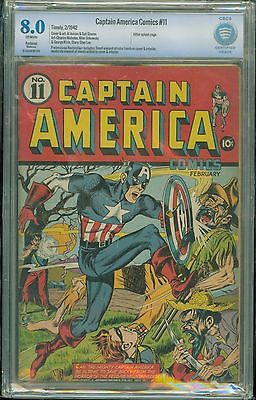 80 CAPTAIN AMERICA COMICS 11 Timely 1942 Vintage Hitler Lee Avengers Civil cgc