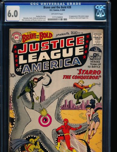 Brave  The Bold  28  1st Justice League CGC 60 OFFWHITE Pgs