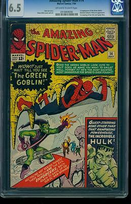 Amazing Spiderman 14 CGC 65 OWW Silver Age Key Marvel 1st Green Goblin LK