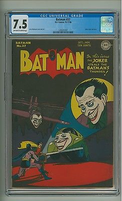 Batman 37 CGC 75 OWW pages Joker cover and story DC Comics 1946 c06975