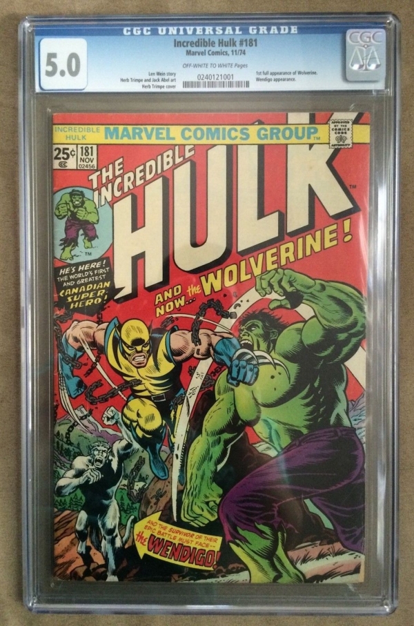 The Incredible Hulk 181 CGC 50 1st Full App Wolverine Wendigo App 1974