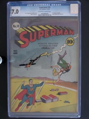 Superman 10  CGC 70 FNVF  DC 1941  5th App of Lex Luthor  1st bald App