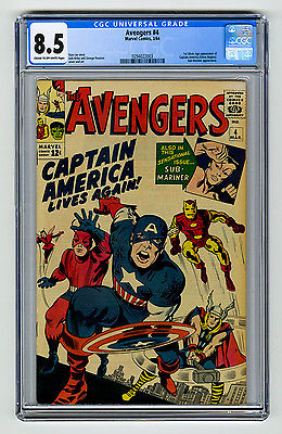 Avengers 4 CGC 85 1st SA app Captain America KEY Kirby Marvel Silver Comic