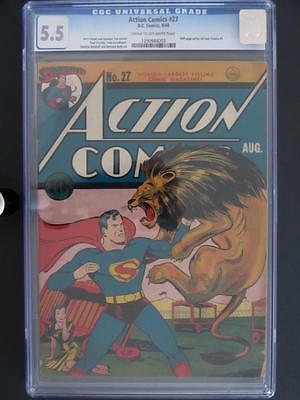 Action Comics 27  CGC 55 FN DC 1940  Superman  Ad for All Star Comics 1