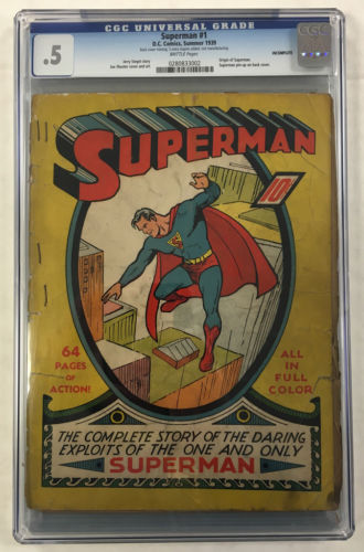 CGC 05 SUPERMAN 1 GOLDEN AGE 1939 ORIGINAL CERTIFIED DC COMIC BOOK