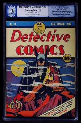 1939 DC COMICS DETECTIVE COMICS 31 PGX 03 LIKE CGC 5TH BATMAN APP CLASSIC