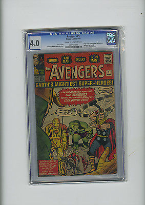 Avengers 1 CGC 40 KEY Origin1st app Jack Kirby Stan Lee FF ap Marvel Silver