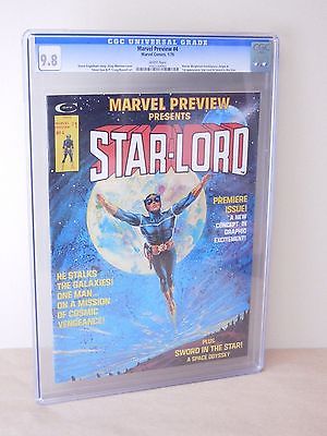 Marvel Preview 4 STARLORD 1st Appearance Origin 98 NMM CGC 1976 White Pages