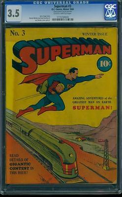 Superman 3 CGC 35 RARE Sup book DC1940 Justice League