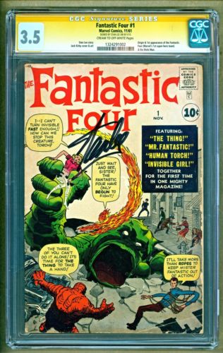 Fantastic Four 1 1961 Marvel 1st app FF SIGNED Stan Lee SS CGC 35 NO RESERVE