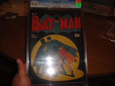 Batman 9 1942 CGC 50 COffWhite Pages First Batman Christmas Story JOKER