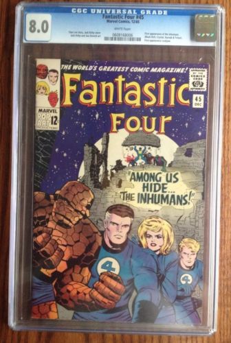 Fantastic Four 45 CGC 80  WHITE Movie 1st Inhumans  Blackbolt  VF