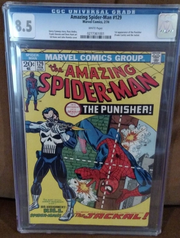 Amazing SpiderMan 129 CGC 85 White Pages 1st Punisher