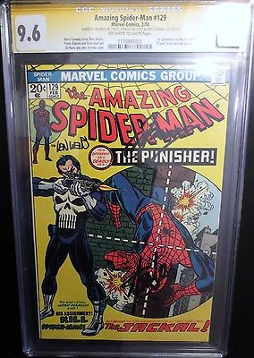 AMAZING SPIDERMAN  129 CGC 96 ss 3x signed 1 st Punisher App Stan lee Yellow