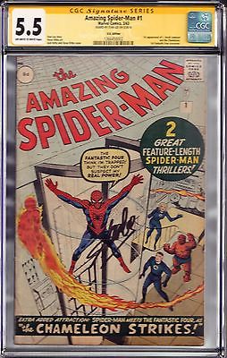 AMAZING SPIDERMAN 1 031963 Marvel OWW CGC 55 SS STAN LEE UK Edition