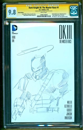 Batman Dark Knight 3 III The Master Race 1 SIGNED  Sketch Frank Miller CGC 98