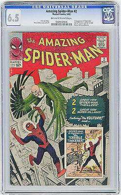 Amazing Spiderman 2 CGC 65 OWWHITE 1st app Vulture Ditko Stan Lee marvel